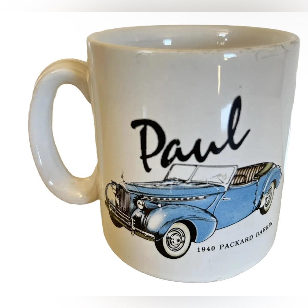 Clay In Mind 1983 Coffee Tea Mug Cup 1940 Packard Darrin Name Paul